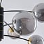 8-light pendant light Torino - black with smoked glass