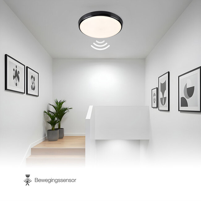 Black ceiling light Ø35.2 cm with sensor and adjustable colour temperature