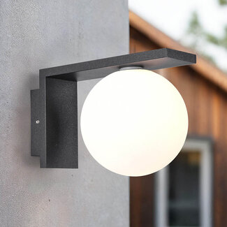 Outdoor wall lamp in anthracite with opal white polycarbonate shade - Luna