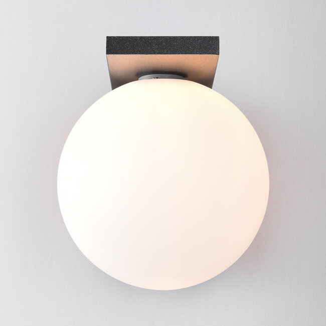 Outdoor wall light in anthracite with opal white polycarbonate shade - Luna