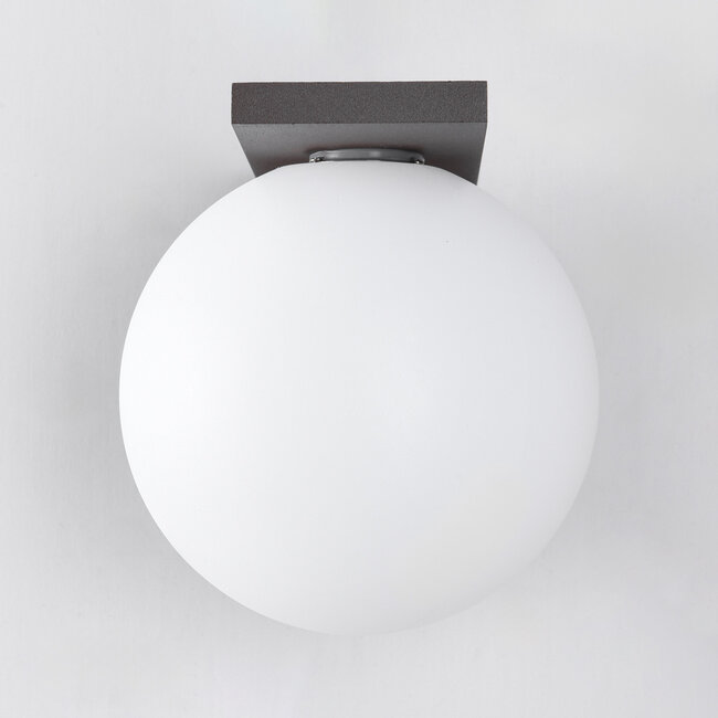 Brown outdoor wall light with opal white polycarbonate shade - Luna
