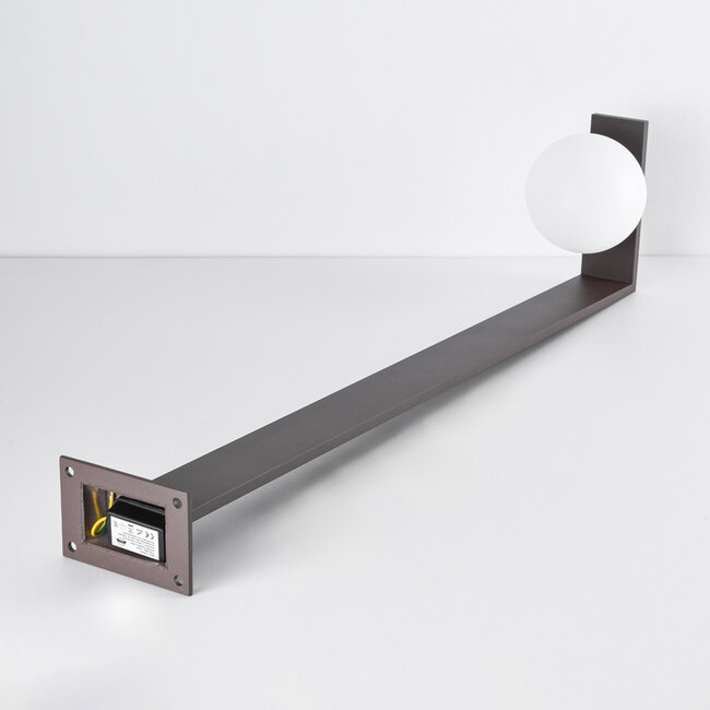 Standing outdoor lamp, brown with opal white polycarbonate shade - Mesia