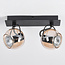 Modern ceiling lamp with Amber glass and 2 spotlights, black - Jari