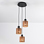 3-light Boho pendant lamp Canico with rope