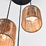 3-light Boho pendant lamp Canico with rope