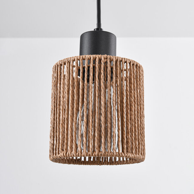 Braided rope pendant lamp, 3-light - Carrizo