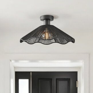 Carta 1-light ceiling light - black with black rope