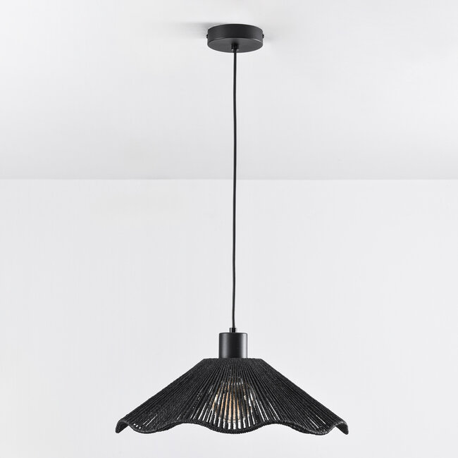 Black pendant lamp with braided rope - Artigo