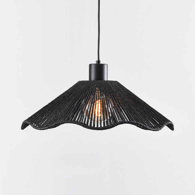 Artigo 1-light pendant light - black with black rope