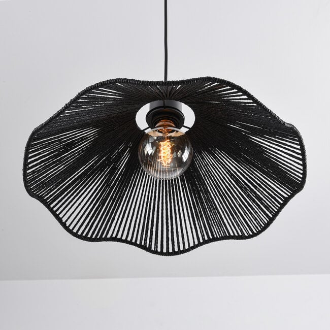 Artigo 1-light pendant light - black with black rope