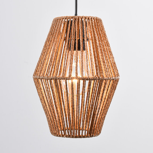 Bohemian pendant lamp with braided rope, 3-light - Tiga