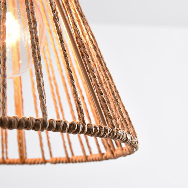 Bohemian pendant lamp with braided rope, 3-light - Tiga