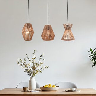 Intan 3-light pendant light - rope