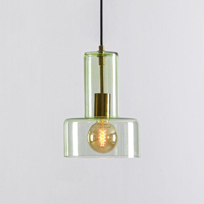 Pendant light Rurka gold with green glass
