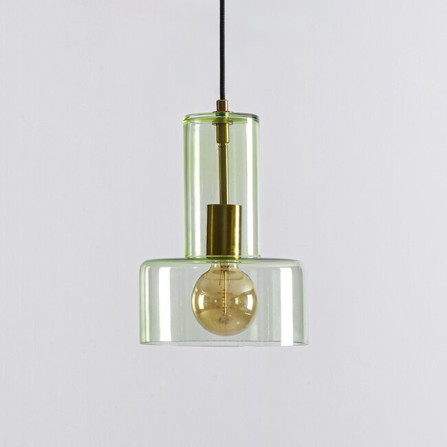 Pendant light Rurka gold with green glass