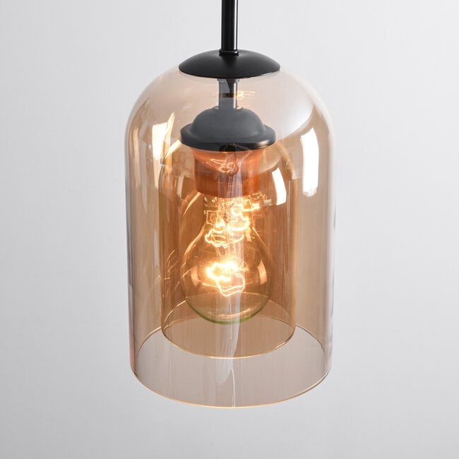 Cloche shape pendant light Topel - amber glass