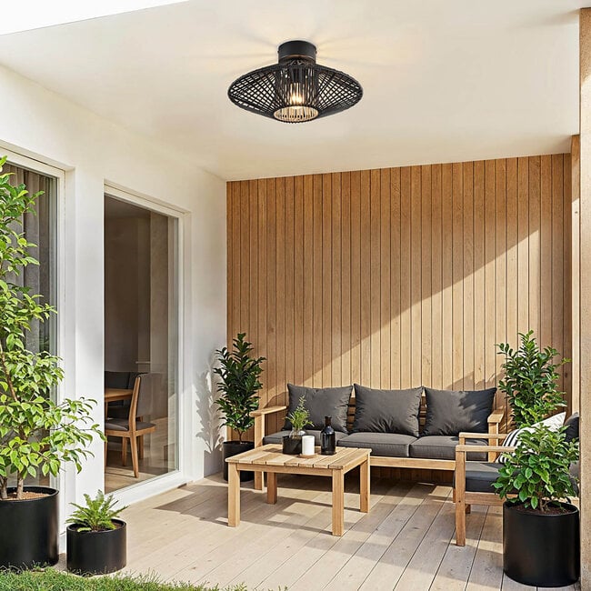 Outdoor lamp Woven in black woven rope, IP54