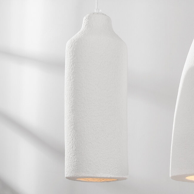 Modern Wabi-Sabi pendant lamp with stone effect White, 3-light - Iki