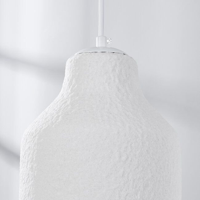 Modern Wabi-Sabi pendant lamp with stone effect White, 3-light - Iki