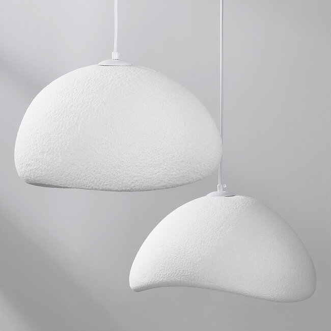 3-light Wabi-Sabi pendant lamp Ishi with White Stone effect - 3 x 40 cm