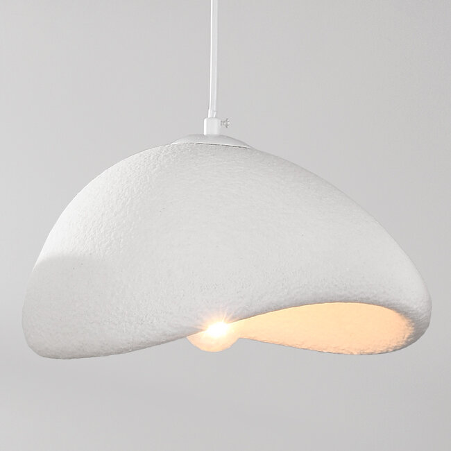 3-light Wabi-Sabi pendant lamp Shibui with White stone effect - 3 x 30 cm