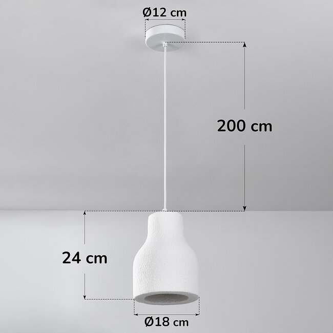 Minimalist Haru pendant lamp Ø18 cm in Wabi-Sabi style - White Stone effect