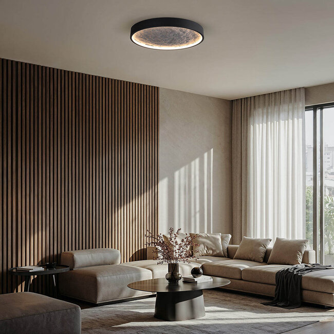 3-step dimmable ceiling lamp, Black with grey stone effect, Ø40, 18W