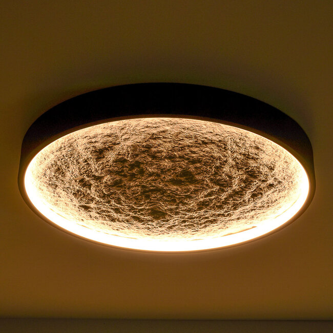 3-step dimmable ceiling lamp, Black with grey stone effect, Ø40, 18W