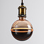 Dimmable 4W filament bulb E27, 1800K, amber and smoke glass with horizontal ring Ø13 cm