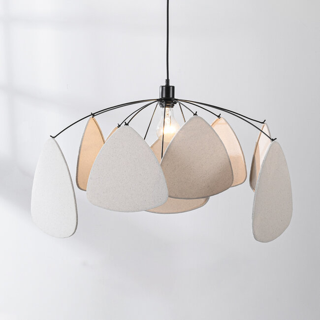 Linen pendant lamp, white with Black - Floare