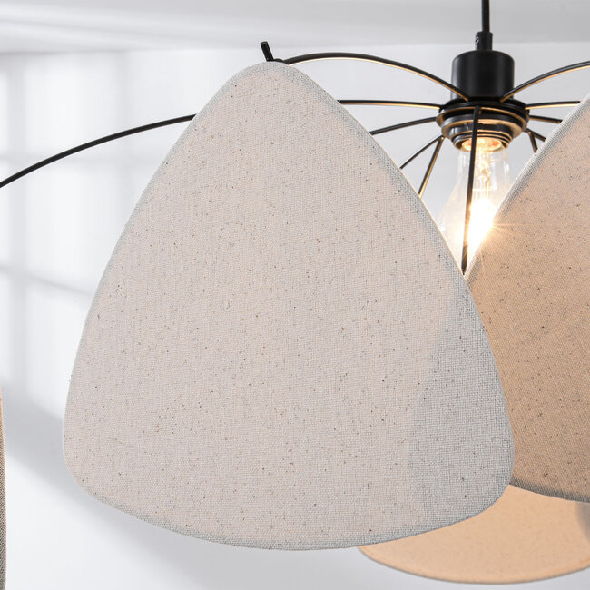 Linen pendant lamp, white with Black - Floare