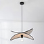 Designer pendant light Sapca, white linen with black accents