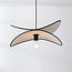 Sapca pendant lamp designer lighting, white linen with Black accents