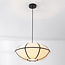pendant light Ovala - beige linen with black accents