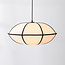 Minimalist linen pendant lamp Ovala - white with black accents