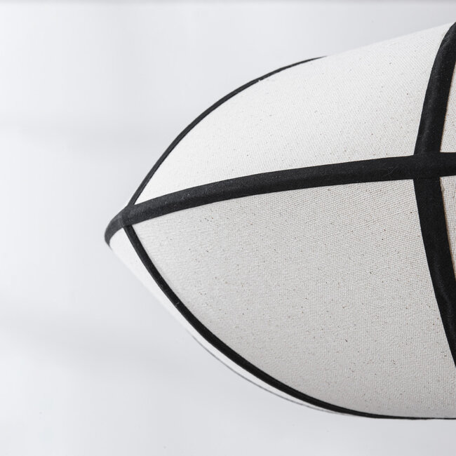 Minimalist linen pendant lamp Ovala - white with black accents