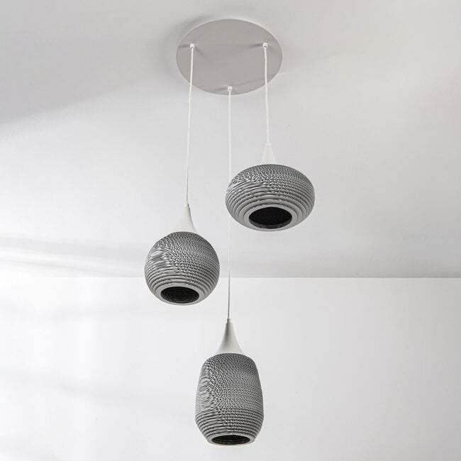 Zensa 3-light pendant light - white paper fibre