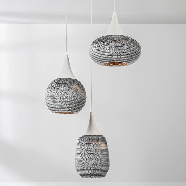 Zensa 3-light pendant light - white paper fibre