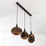 Folia 3-light pendant light - black and brown paper fibre