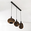 3-light cardboard pendant lamp Folia - black and brown