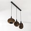 Folia 3-light pendant light - black and brown paper fibre