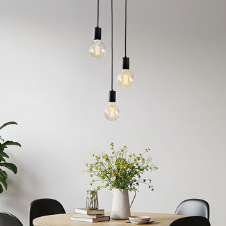 3-light modern cord pendant Illumine - black (excluding E27 bulbs)