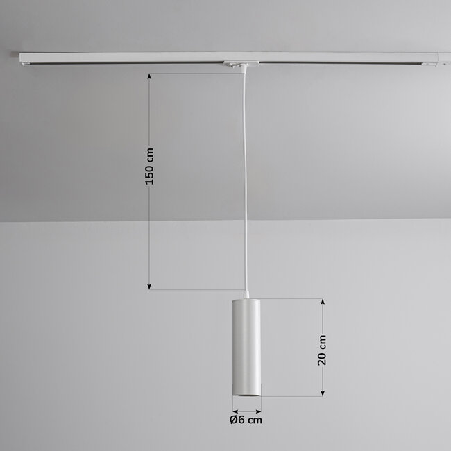 Tube pendant light 1-phase track Simon, white