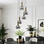 Imme 5-light pendant light  - gold with smoked glass