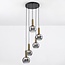 Imme 5-light pendant light  - gold with smoked glass