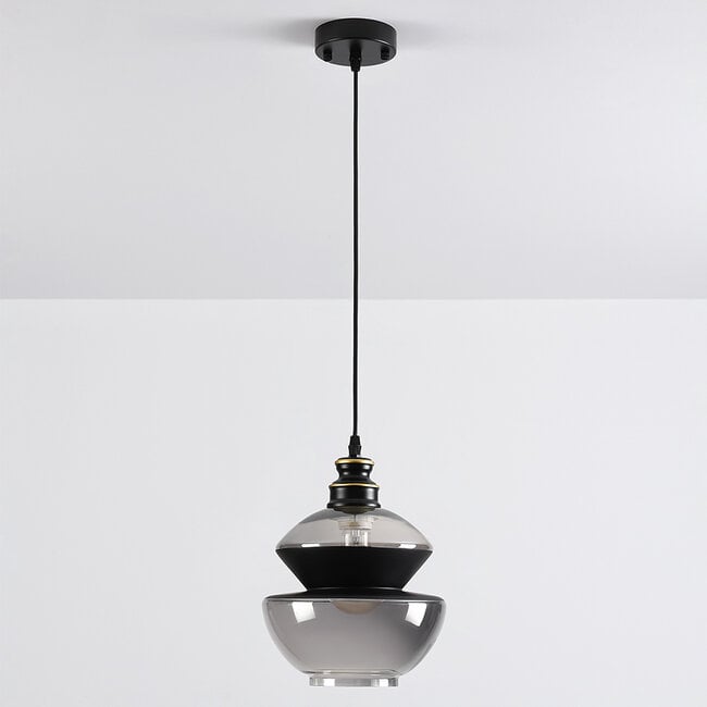 pendant light Sofie - smoked glass round Art Deco globe