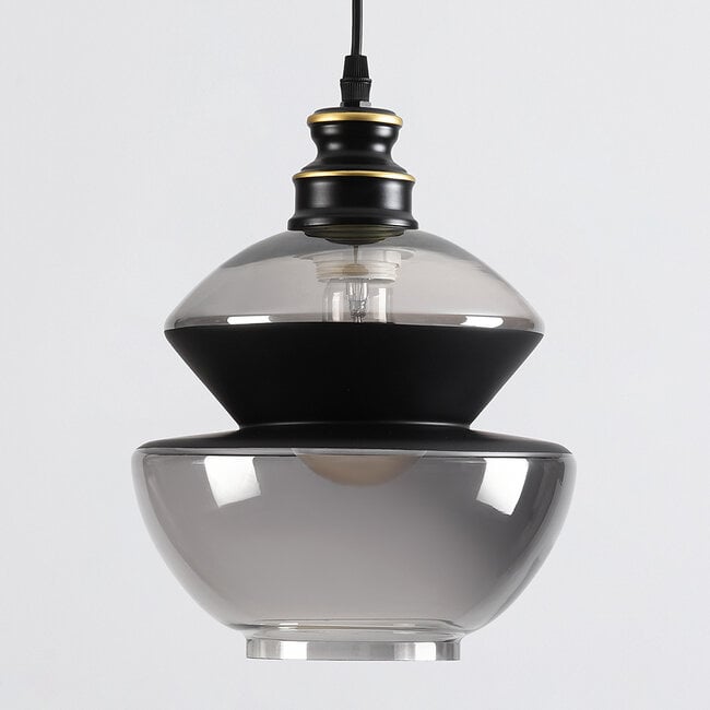 pendant light Sofie - smoked glass round Art Deco globe