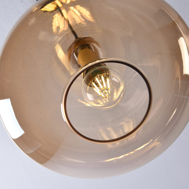 1-light pendant light Trinidad - large amber glass shade