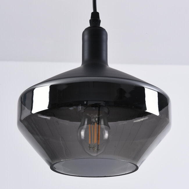 1-light pendant lamp Mala smoked glass - wide glass