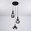 3-light pendant light Mala - smoked glass and black